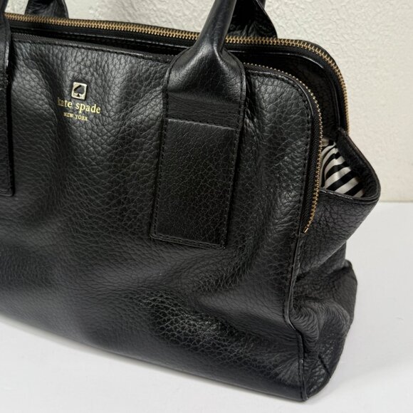 Kate Spade Southport Avenue Lydia Satchel Black Leather Dual Handles Handbag - Picture 8 of 14